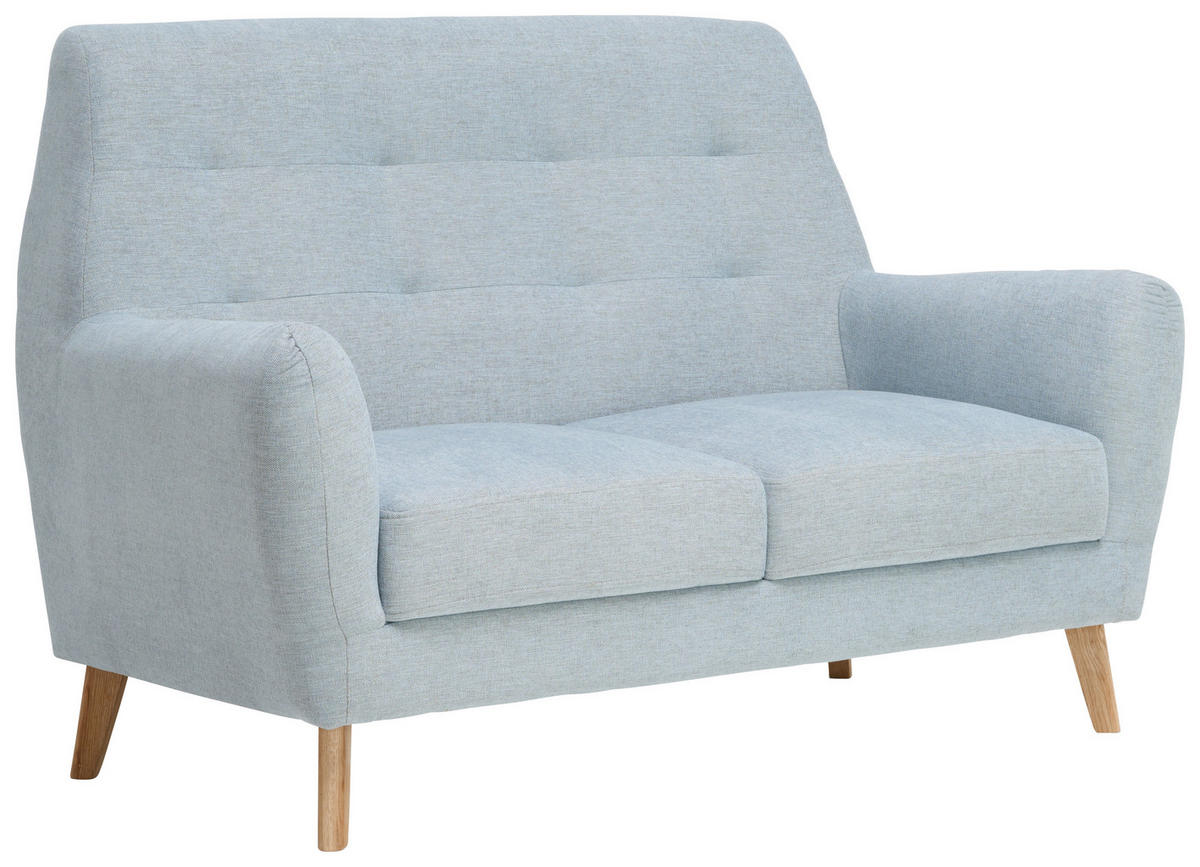 2-SITZER-SOFA in Webstoff Blau  - Blau/Eichefarben, Design, Holz/Textil (160/105/84cm) - Carryhome