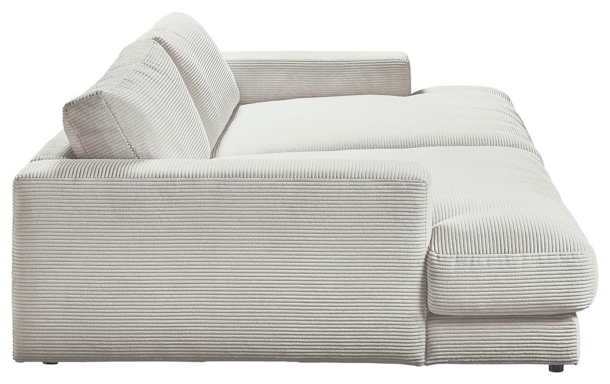 MEGASOFA in Cord Hellgrau  - Hellgrau/Schwarz, Design, Kunststoff/Textil (290/86/170cm) - Pure Home Lifestyle