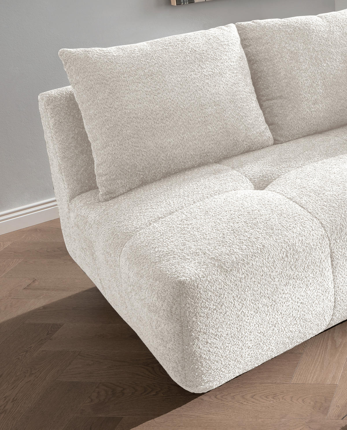 BIGSOFA Bouclé Weiß  - Schwarz/Weiß, MODERN, Kunststoff/Textil (323/91/155cm) - Livetastic