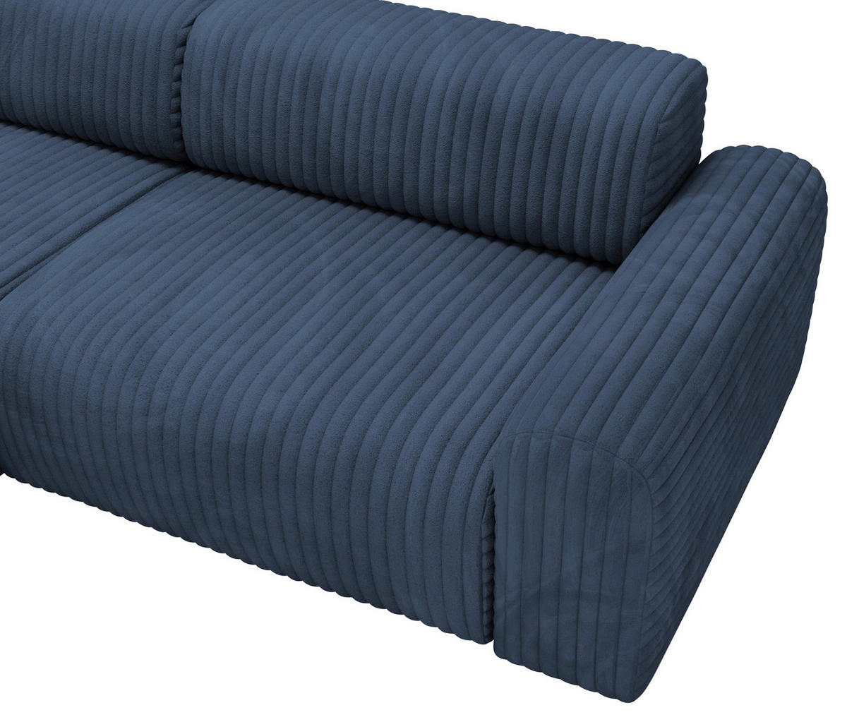 ECKSOFA Dunkelblau Cord  - Schwarz/Dunkelblau, Design, Kunststoff/Textil (178/292cm) - home24