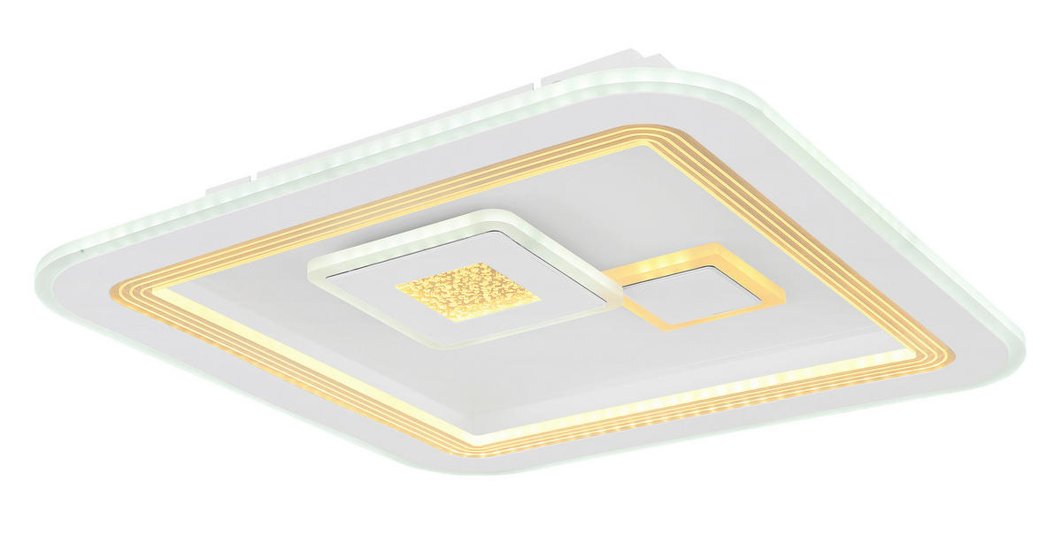 LED-DECKENLEUCHTE 46,6/46,6/7,4 cm   - Klar/Opal, Design, Kunststoff/Metall (46,6/46,6/7,4cm) - Globo