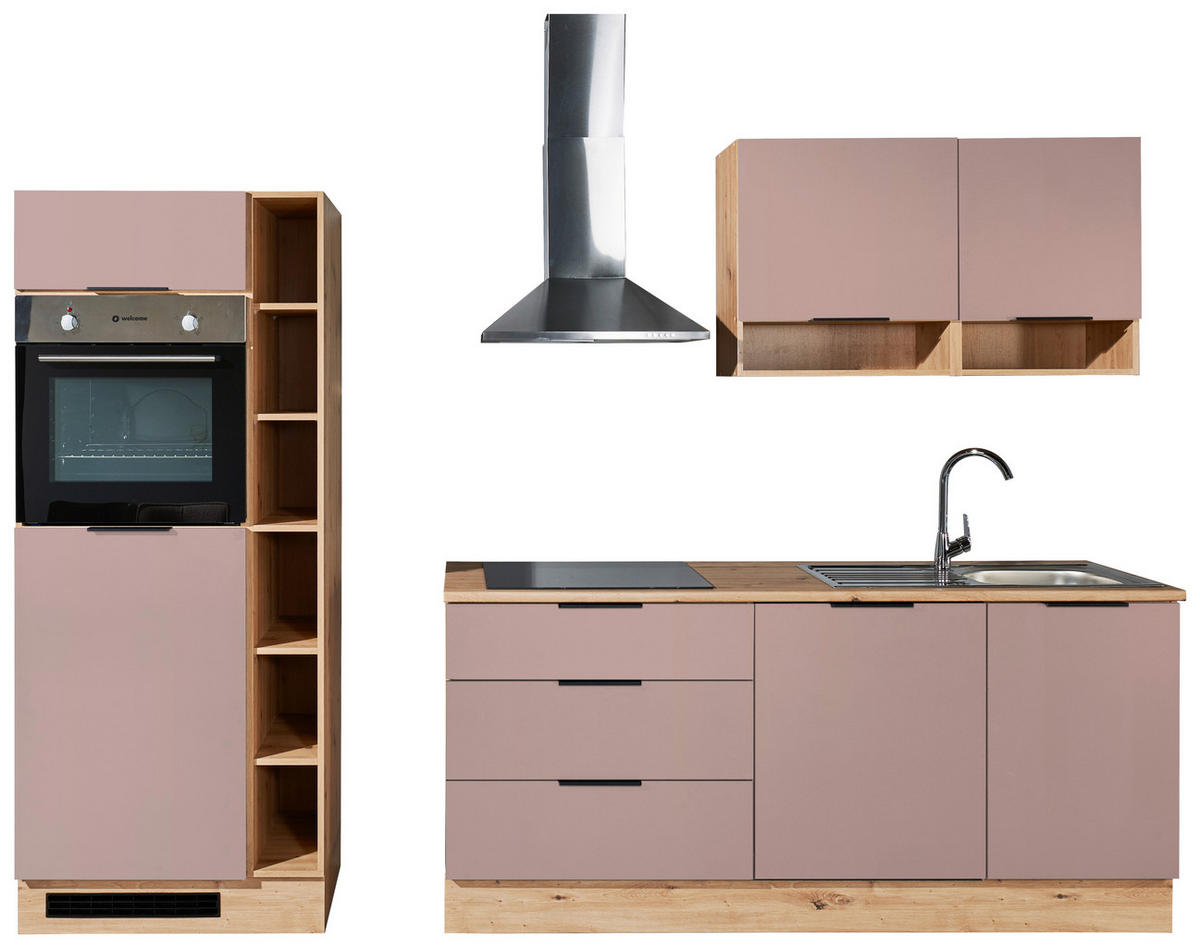 KÜCHENLEERBLOCK 270 cm   in Rosa, Eiche Artisan  - Schwarz/Eiche Artisan, Design, Holzwerkstoff/Kunststoff (270cm) - MID.YOU