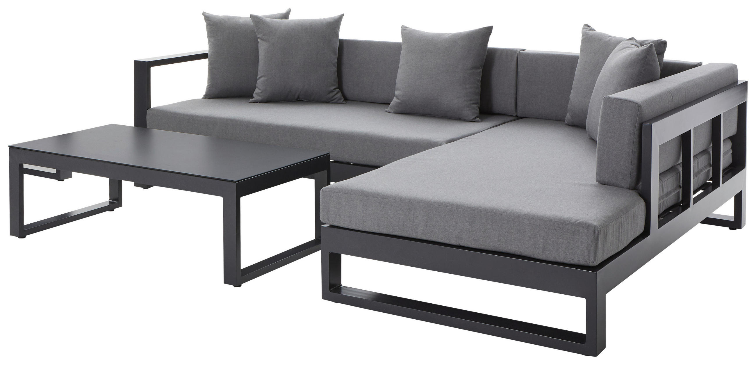 LOUNGEGARNITUR 3-teilig  248/180 cm  Aluminium  - Anthrazit, Design, Glas/Textil (248/180cm) - Amatio