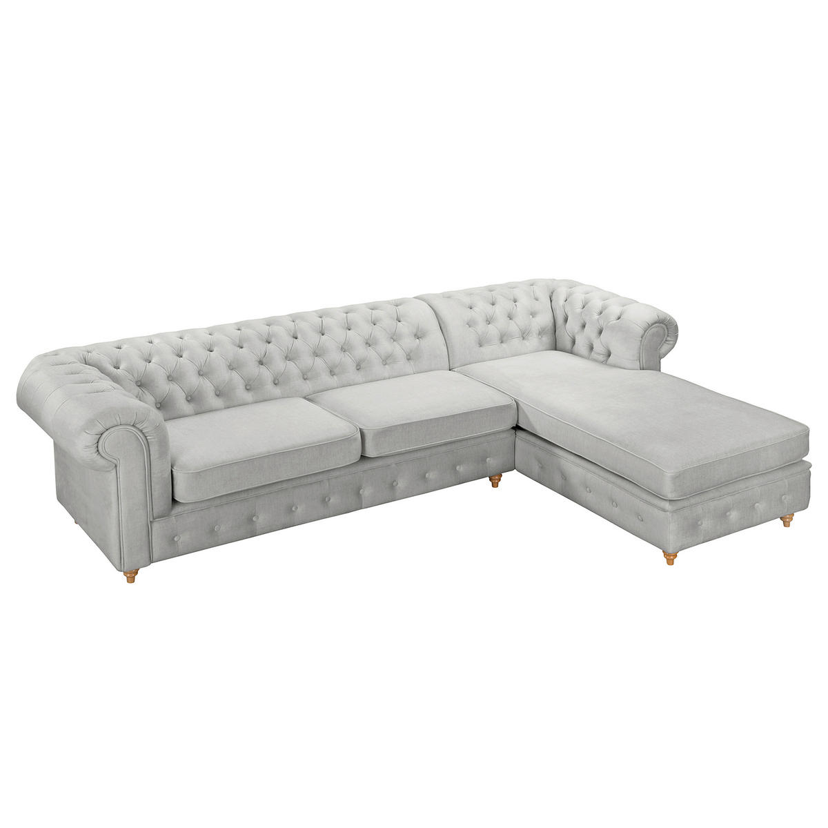 ECKSOFA Mikrofaser Hellgrau  - Hellgrau/Braun, Design, Holz/Textil (284/182cm) - P & B