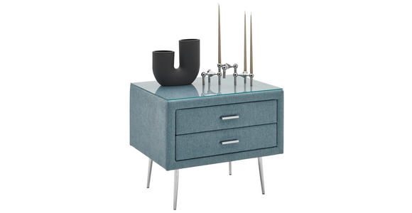 NACHTSCHRANK 60/50,5/45,5 cm - Türkis/Chromfarben, KONVENTIONELL, Textil/Metall (60/50,5/45,5cm) - Dieter Knoll
