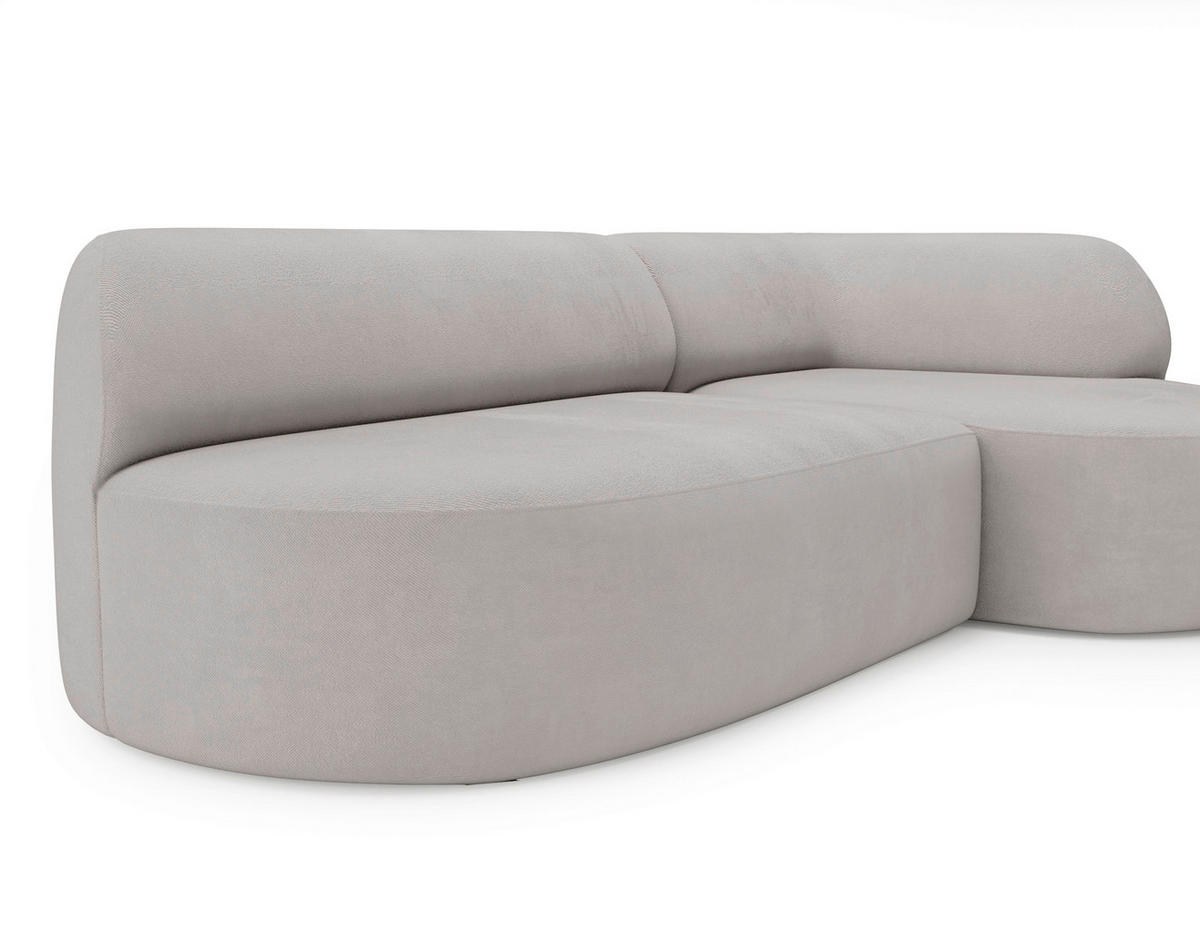 ECKSOFA LEILA in Chenille Hellgrau  218/156 cm  - Hellgrau/Schwarz, Design, Kunststoff/Textil (218/156cm) - Livetastic