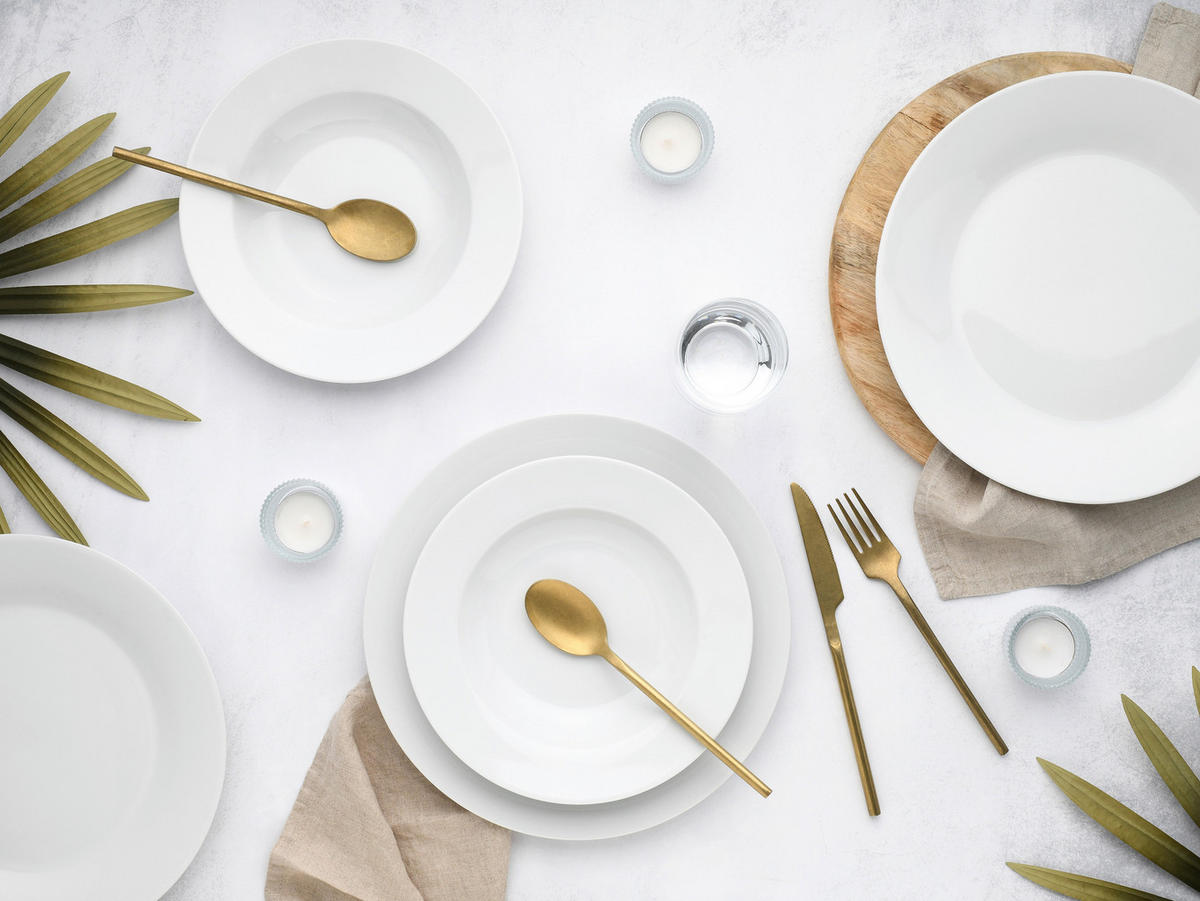 TAFELSERVICE Weiß Base weiß 12-teilig  - Weiß, Basics, Keramik - Creatable