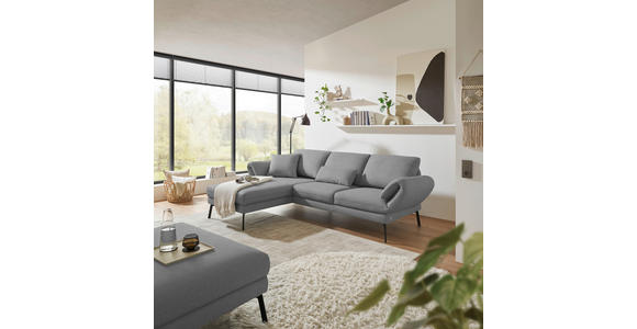 ECKSOFA  in Flachgewebe Hellgrau Armteilverstellung, Relaxfunktion, Drehsitzfunktion  175-224/255-365 cm  - Hellgrau/Schwarz, Design, Textil/Metall (175-224/255-365cm) - Dieter Knoll