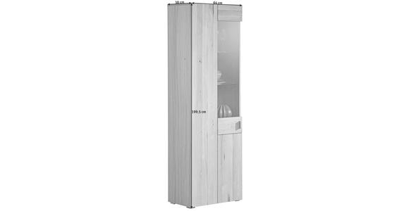 VITRINE in furniert, massiv Kerneiche Eichefarben - Eichefarben/Bronzefarben, Design, Glas/Holz (64/199,5/38cm) - Hom`in