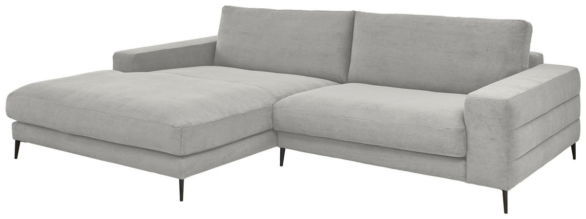 ECKSOFA in Feincord Hellgrau  207/293 cm  - Hellgrau/Schwarz, Design, Textil/Metall (207/293cm) - Dieter Knoll