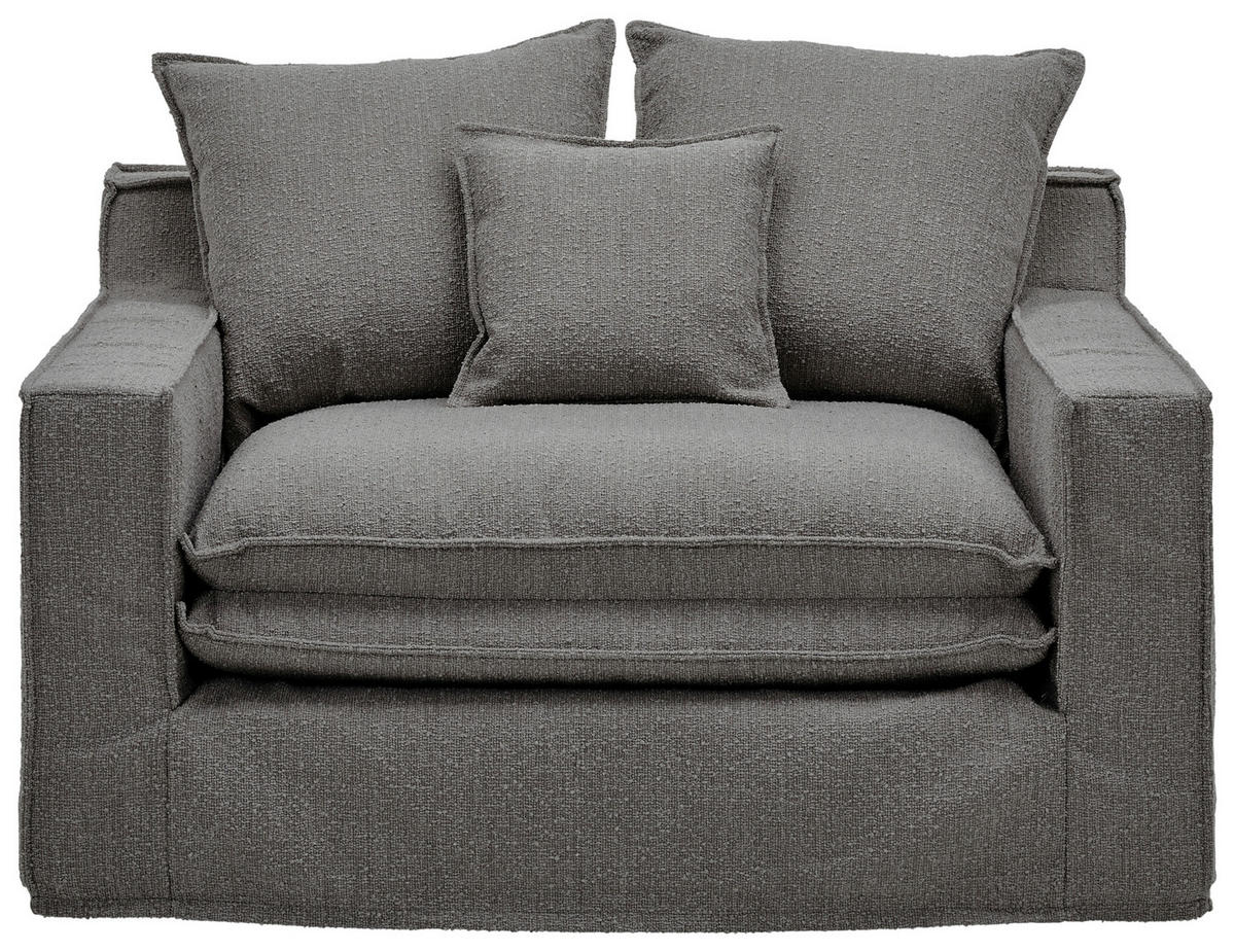 SESSEL in Bouclé Grau  - Schwarz/Grau, Trend, Kunststoff/Textil (129/92/105cm) - Livetastic