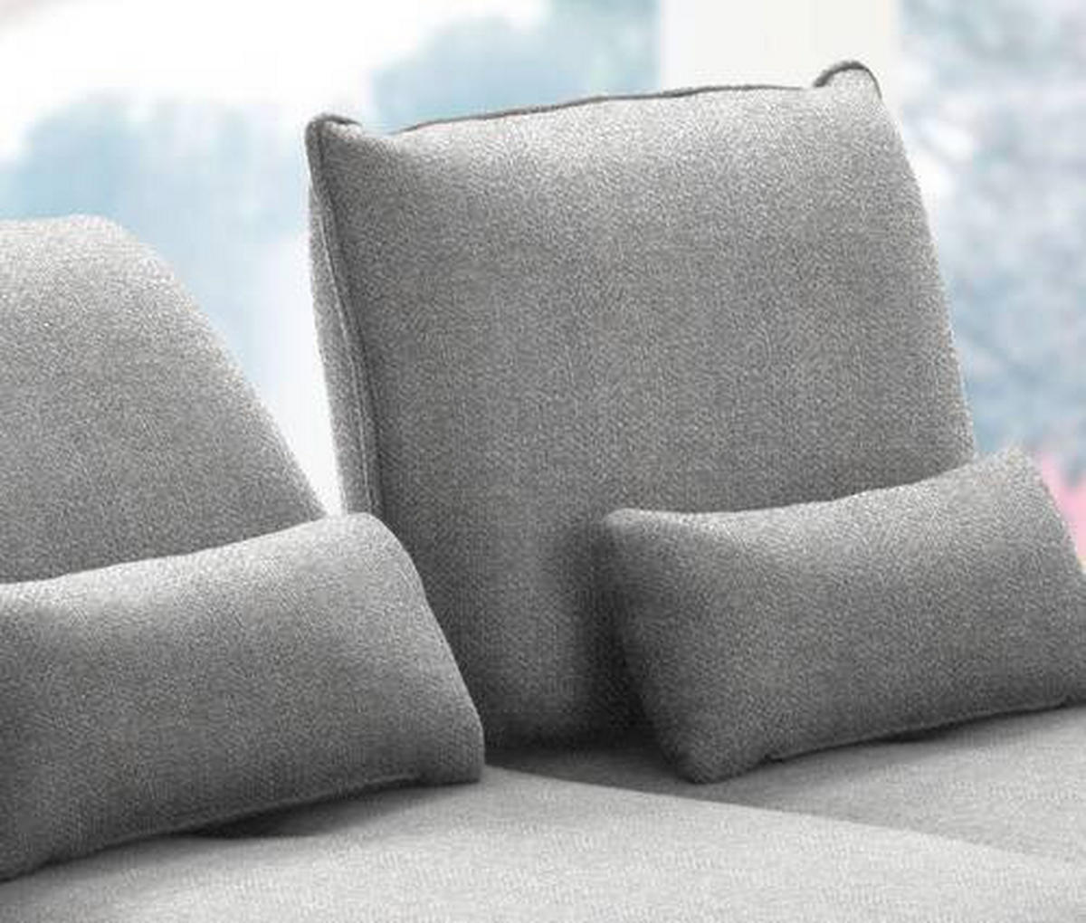 ECKSOFA in Flachgewebe Hellgrau  - Hellgrau/Schwarz, Design, Textil/Metall (301/191cm) - Moderano
