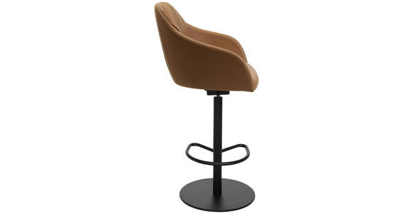 BARHOCKER in Metall, Leder Cognac - Cognac/Schwarz, Design, Leder/Metall (59/109,5-120/42cm) - Johann Jakob