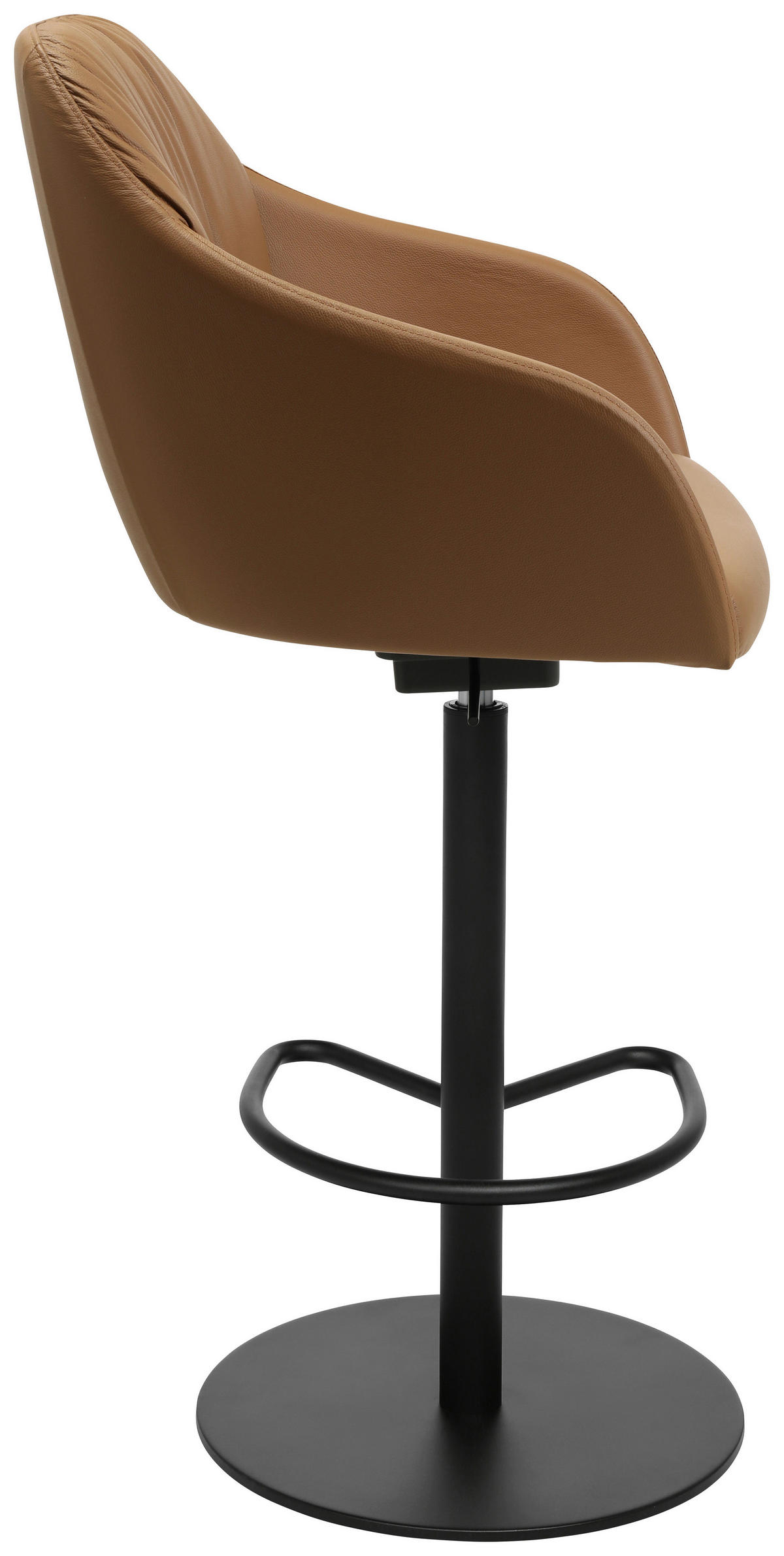 BARHOCKER in Metall, Leder Cognac  - Cognac/Schwarz, Design, Leder/Metall (59/109,5-120/42cm) - Johann Jakob