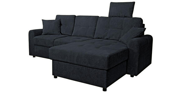 ECKSOFA in Chenille Schwarz  - Schwarz, KONVENTIONELL, Kunststoff/Textil (232/153cm) - Carryhome