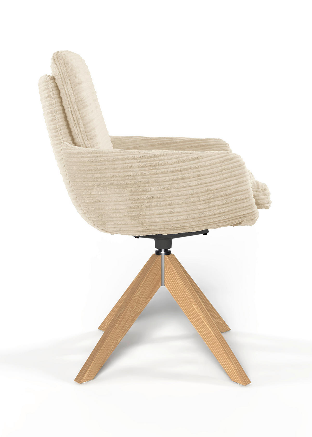 ARMLEHNSTUHL  Beinauswahl, Sitzfläche 360° drehbar, Stoff-/Lederauswahl gerippt  Beige  - Eichefarben/Beige, Design, Holz/Textil (60/91/62cm) - Valdera