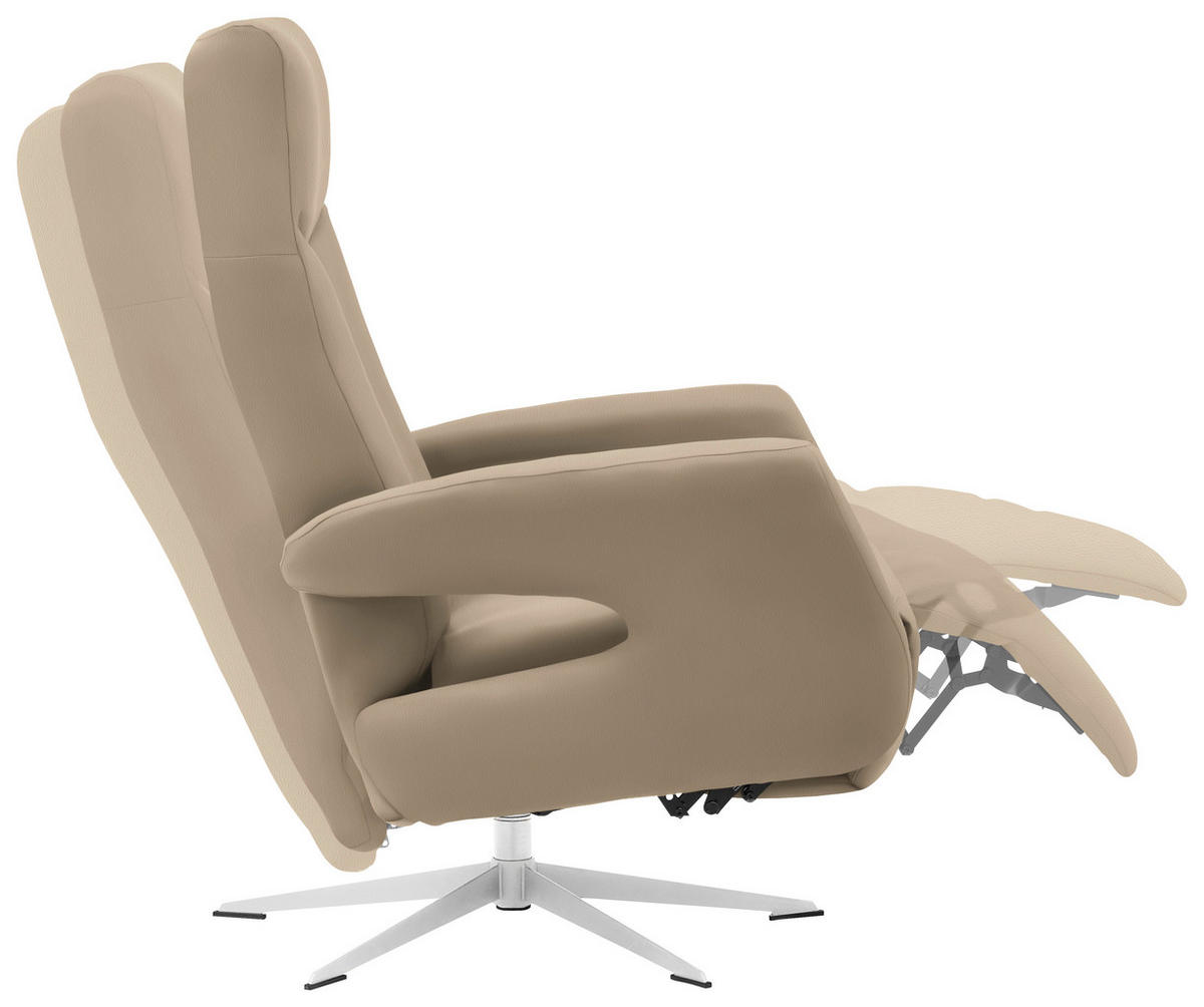 RELAXSESSEL in Leder Cappuccino  - Chromfarben/Cappuccino, Design, Leder/Metall (74/105/82cm) - Welnova