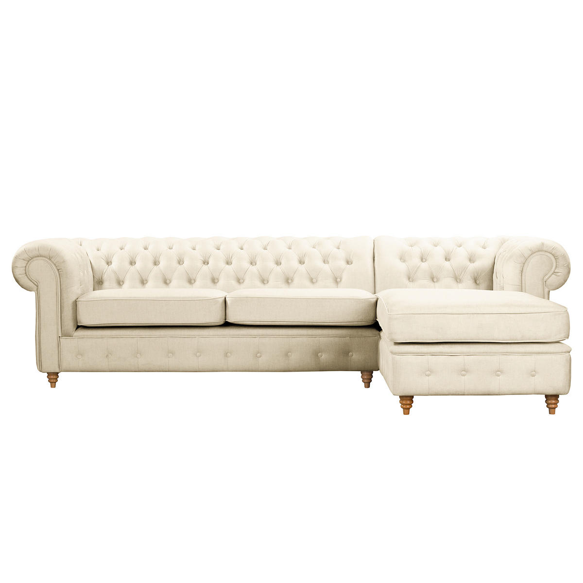 ECKSOFA Mikrofaser Creme  - Creme/Braun, Design, Holz/Textil (284/182cm) - P & B