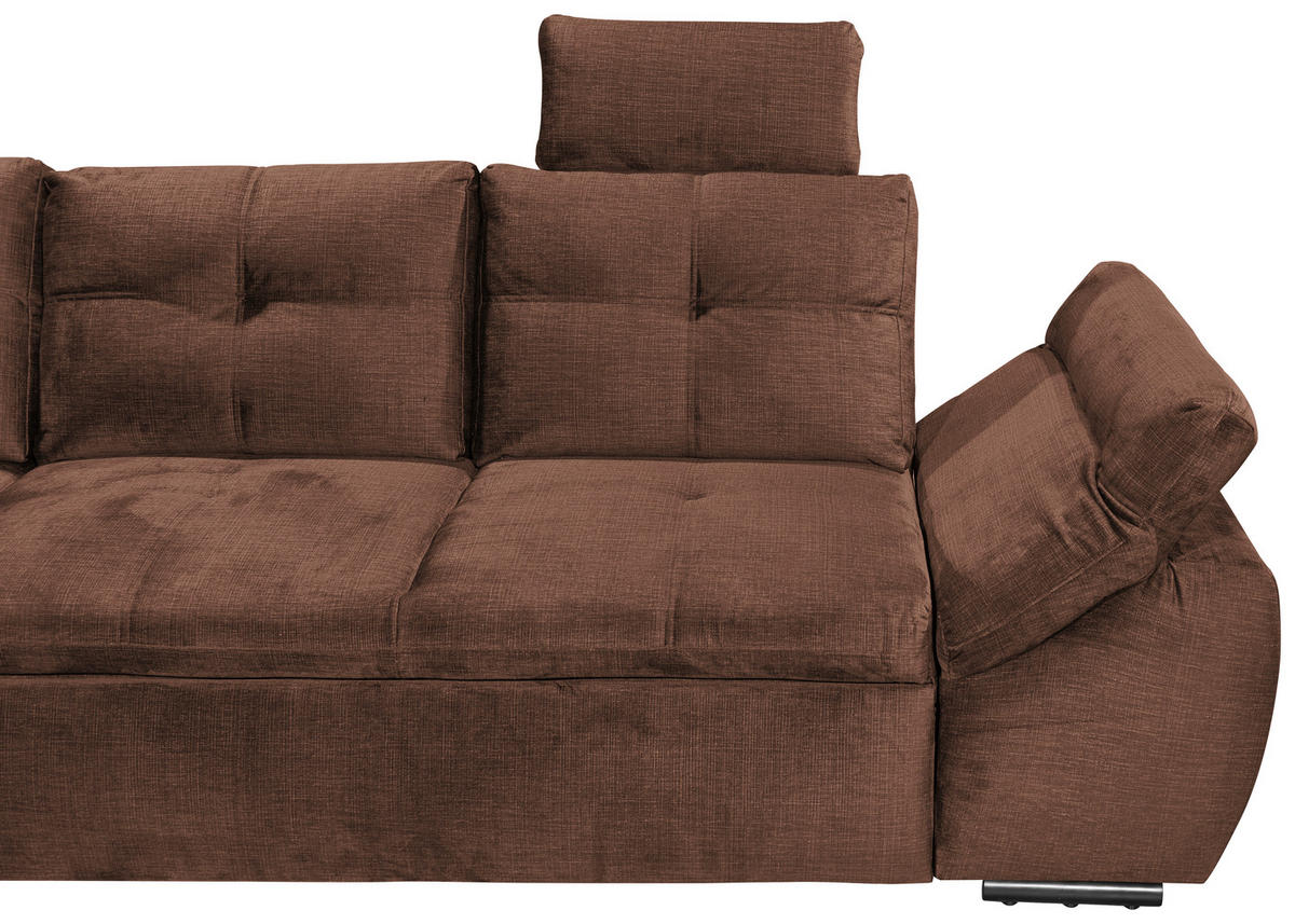 ECKSOFA Kupferfarben Mikrovelours  - Schwarz/Kupferfarben, KONVENTIONELL, Kunststoff/Textil (217/265cm) - Carryhome