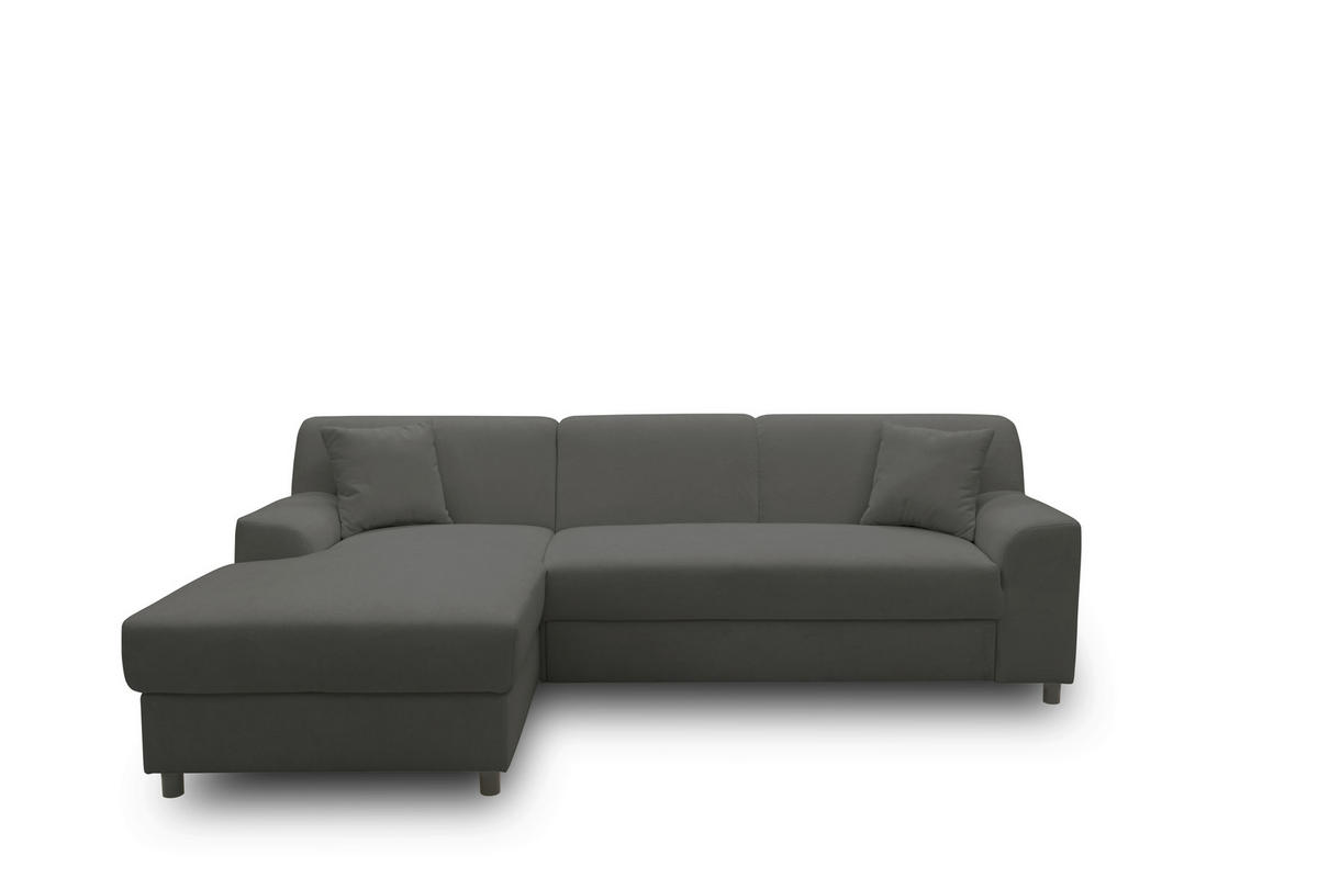 ECKSOFA CAPRI 2 Dunkelgrau Mikrofaser Zierkissen  - Dunkelgrau/Schwarz, Basics, Kunststoff/Textil (146/241cm) - MID.YOU