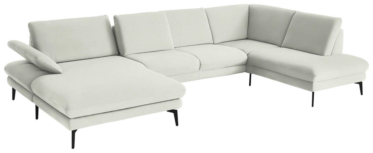 WOHNLANDSCHAFT  in Chenille, Flachgewebe Weiß  - Schwarz/Weiß, Design, Textil/Metall (180/344/208cm) - Dieter Knoll