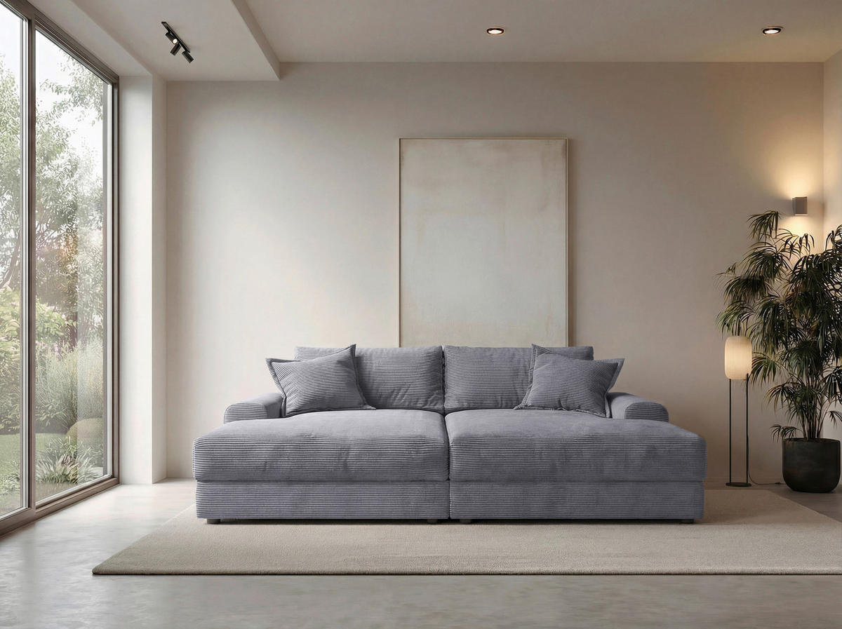 BIGSOFA Cord Dunkelgrau  - Dunkelgrau/Schwarz, MODERN, Kunststoff/Textil (234/93/190cm) - Carryhome