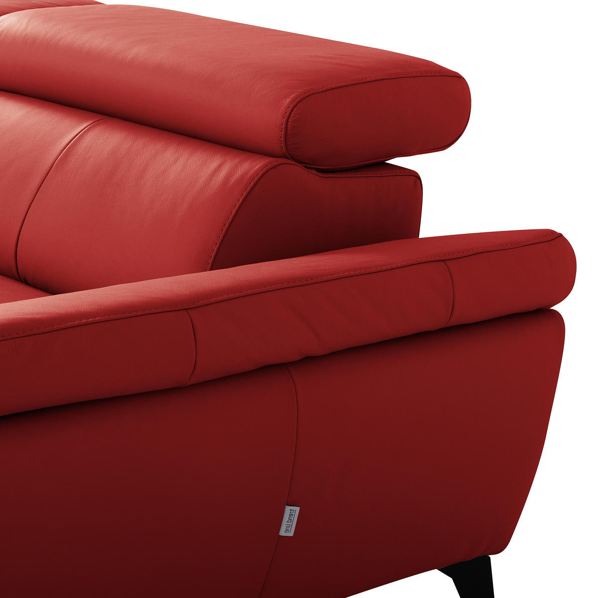 ECKSOFA Rot Echtleder Lederlook Rücken echt, Armteilverstellung, Relaxfunktion, Kopfteilverstellung  - Rot/Schwarz, Design, Leder/Textil (252/179cm) - Livetastic