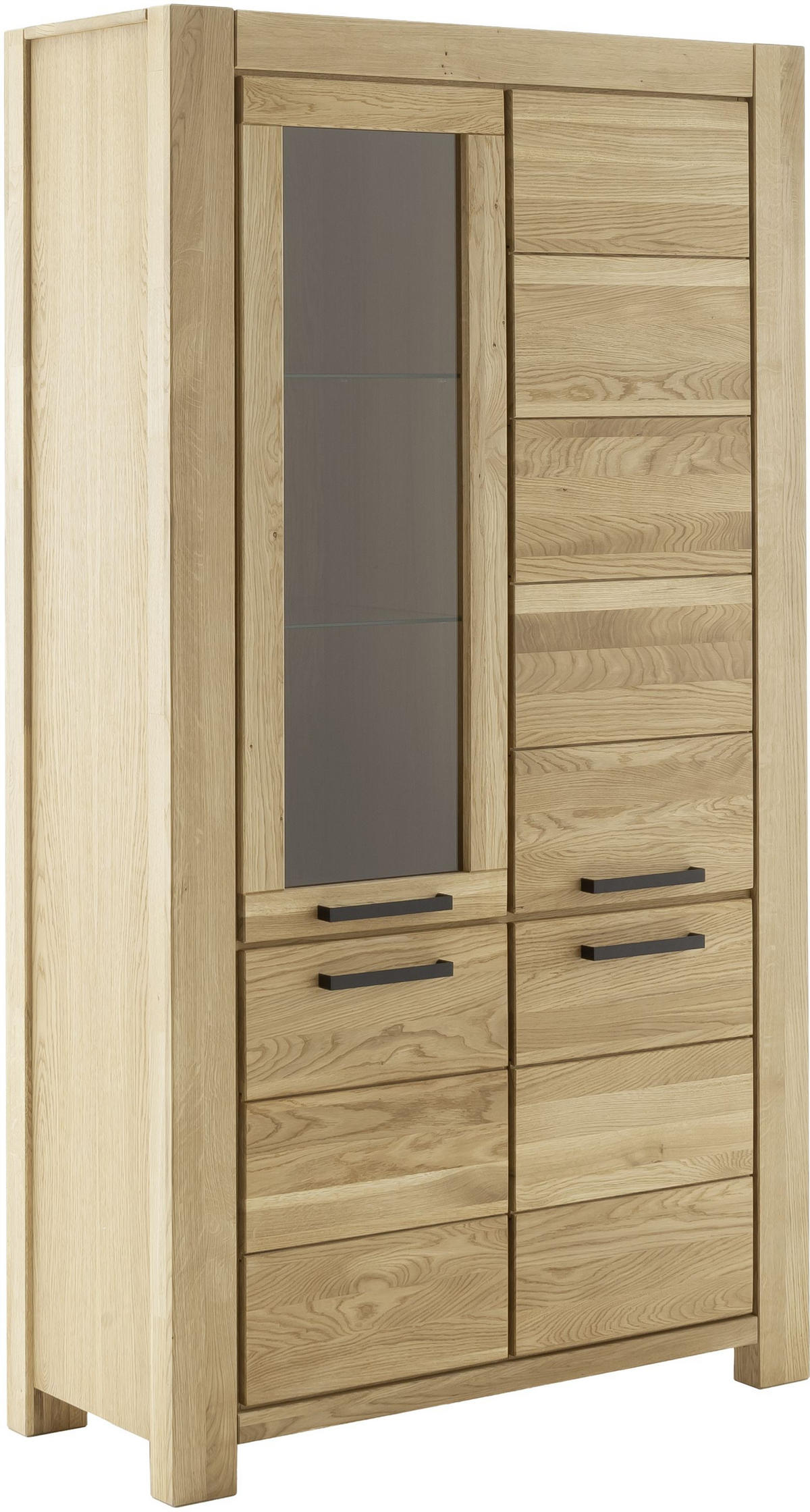 VITRINE  in massiv Wildeiche Wildeiche - Wildeiche/Schwarz, Natur, Glas/Holz (109/199/45cm) - Carryhome