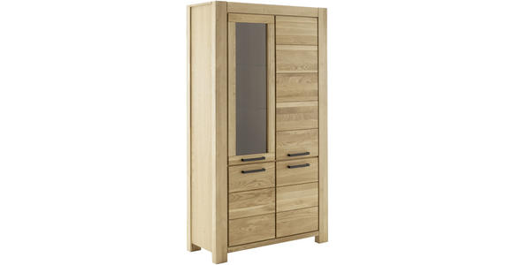 VITRINE in massiv Wildeiche Wildeiche - Wildeiche/Schwarz, Natur, Glas/Holz (109/199/45cm) - Carryhome