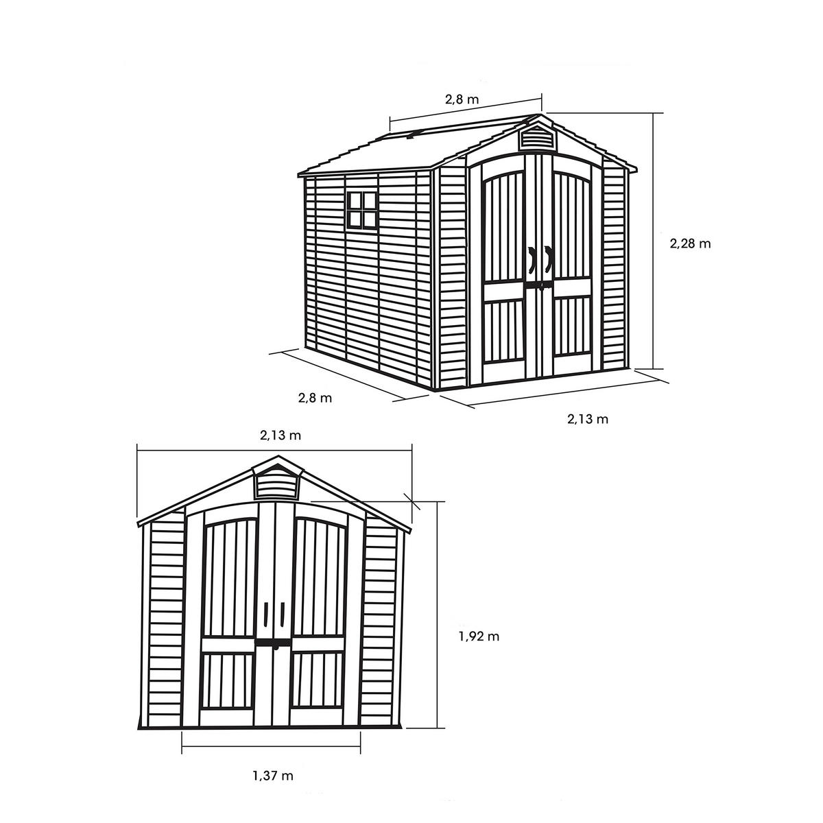 GERÄTEHAUS 204/227/285 cm  - Grau, Basics, Kunststoff (204/227/285cm)