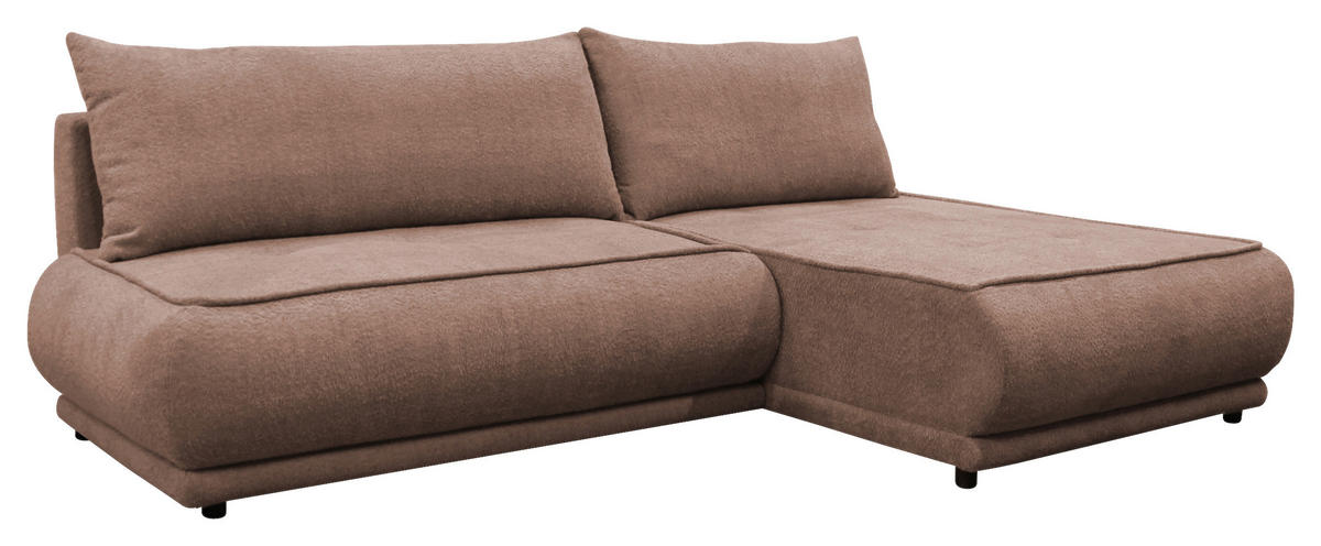 ECKSOFA in Bouclé Braun  277/179 cm  - Schwarz/Braun, Design, Kunststoff/Textil (277/179cm) - MID.YOU
