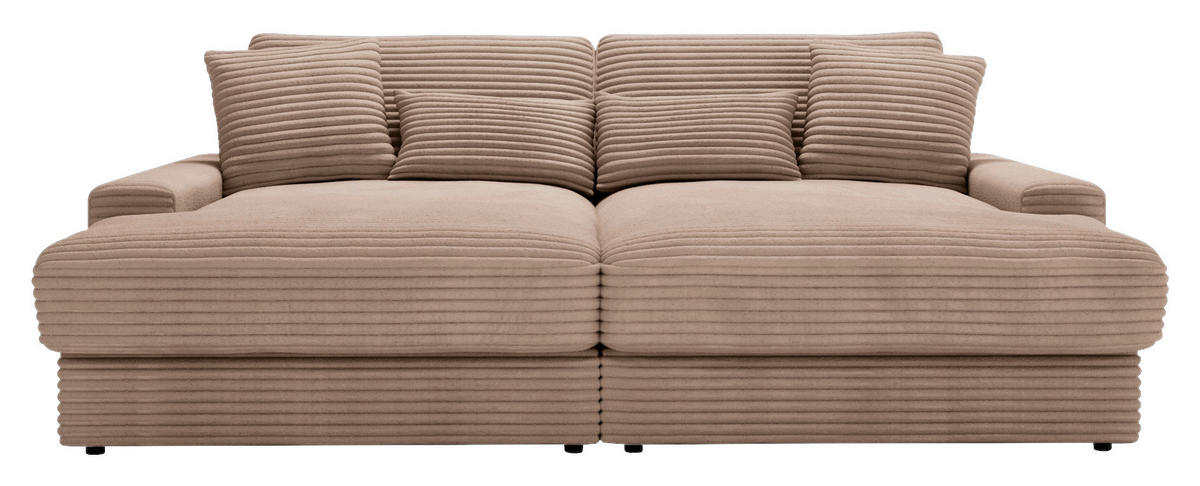 BIGSOFA Cord Hellbraun  - Hellbraun/Schwarz, MODERN, Kunststoff/Textil (230/85/190cm) - Carryhome