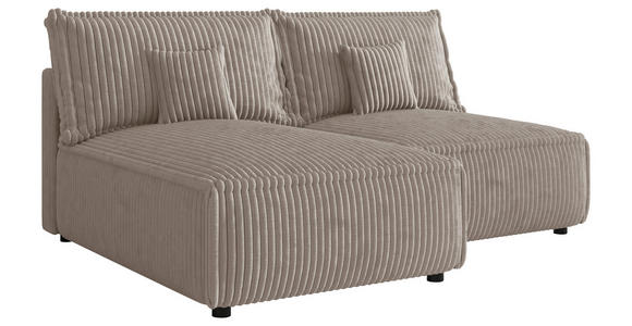 ECKSOFA Beige Cord Zierkissen, Rückenkissen, Schlaffunktion, Rücken echt  - Beige/Schwarz, MODERN, Kunststoff/Textil (153/200cm) - Xora