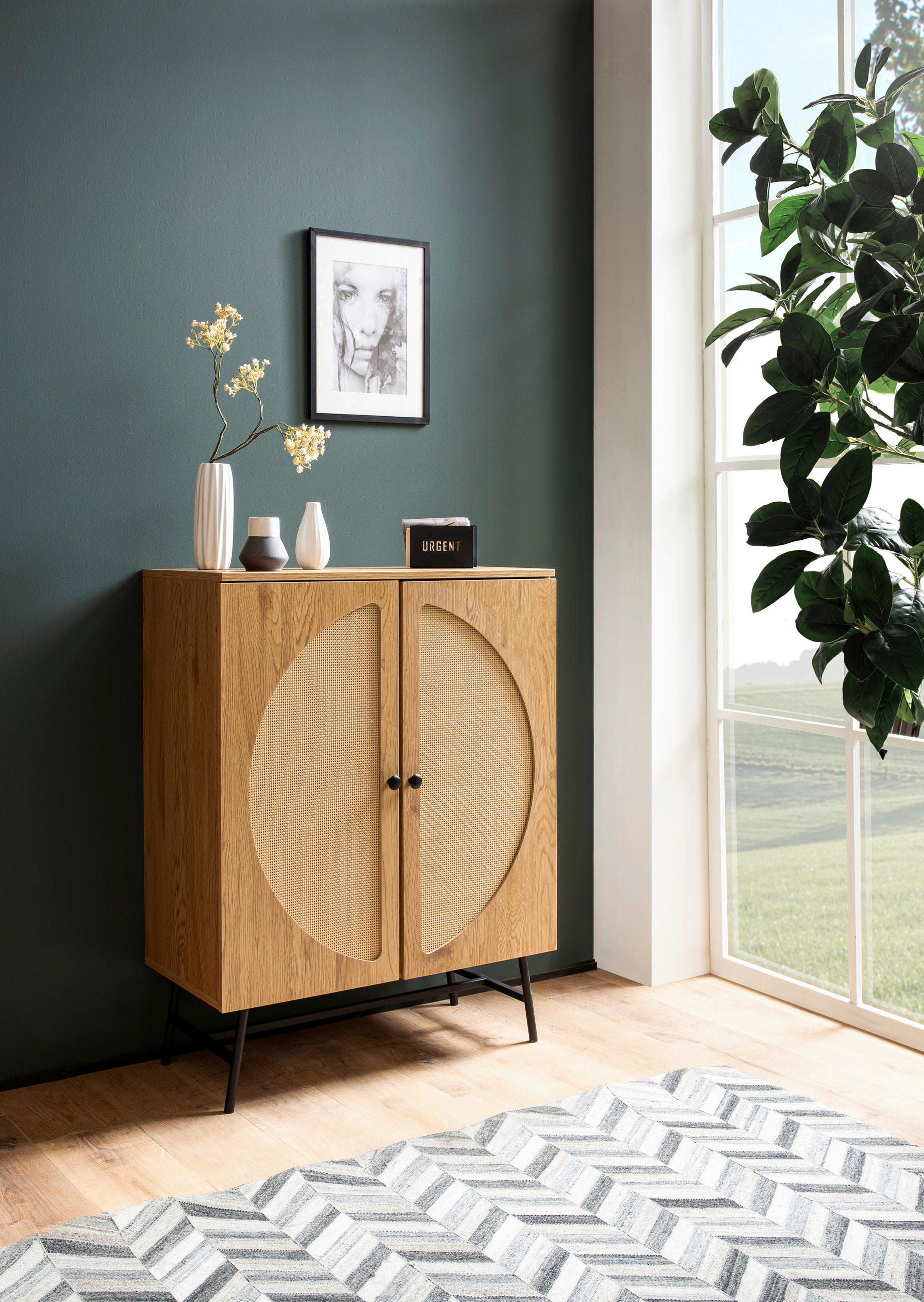SIDEBOARD 80/103/39 cm  in Eichefarben  - Eichefarben/Schwarz, Design, Holzwerkstoff/Metall (80/103/39cm) - MID.YOU