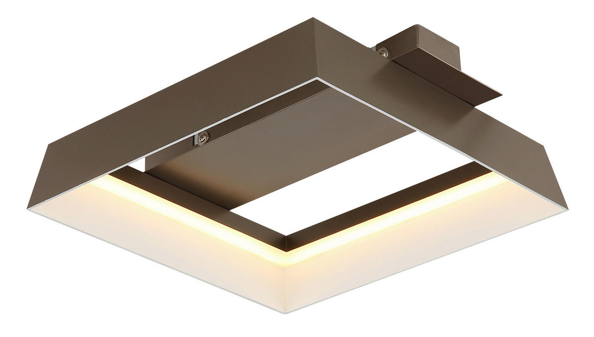 STROPNÍ LED SVÍTIDLO, 26/24/7,5 cm - bílá/hnědá, Design, kov/plast (26/24/7,5cm) - Globo