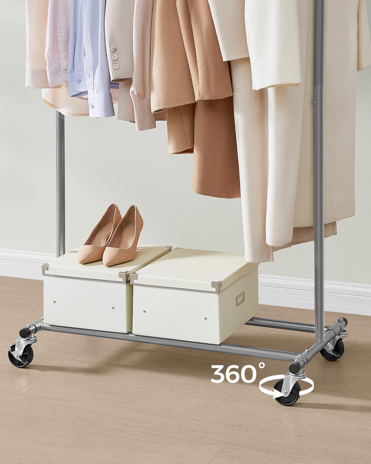 KLEIDERWAGEN in Grau 92/161,5/45 cm   - Grau, Basics, Kunststoff/Metall (92/161,5/45cm)