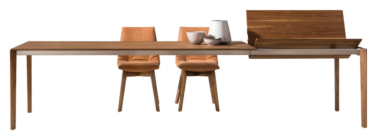 ESSTISCH in Holz, Metall 160(260)/100/75 cm  - Edelstahlfarben/Nussbaumfarben, Design, Holz/Metall (160(260)/100/75cm) - Team 7