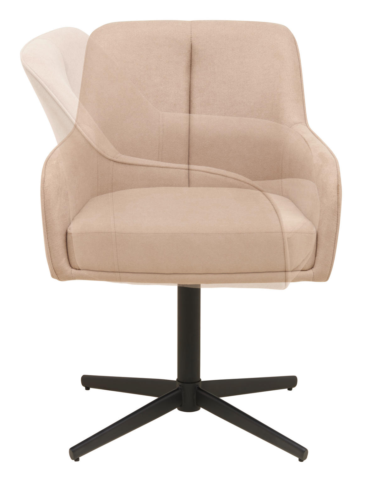 ARMLEHNSTUHL  in Eisen beschichtet  - Hellbraun/Schwarz, MODERN, Textil/Metall (61/83/62cm) - Livetastic