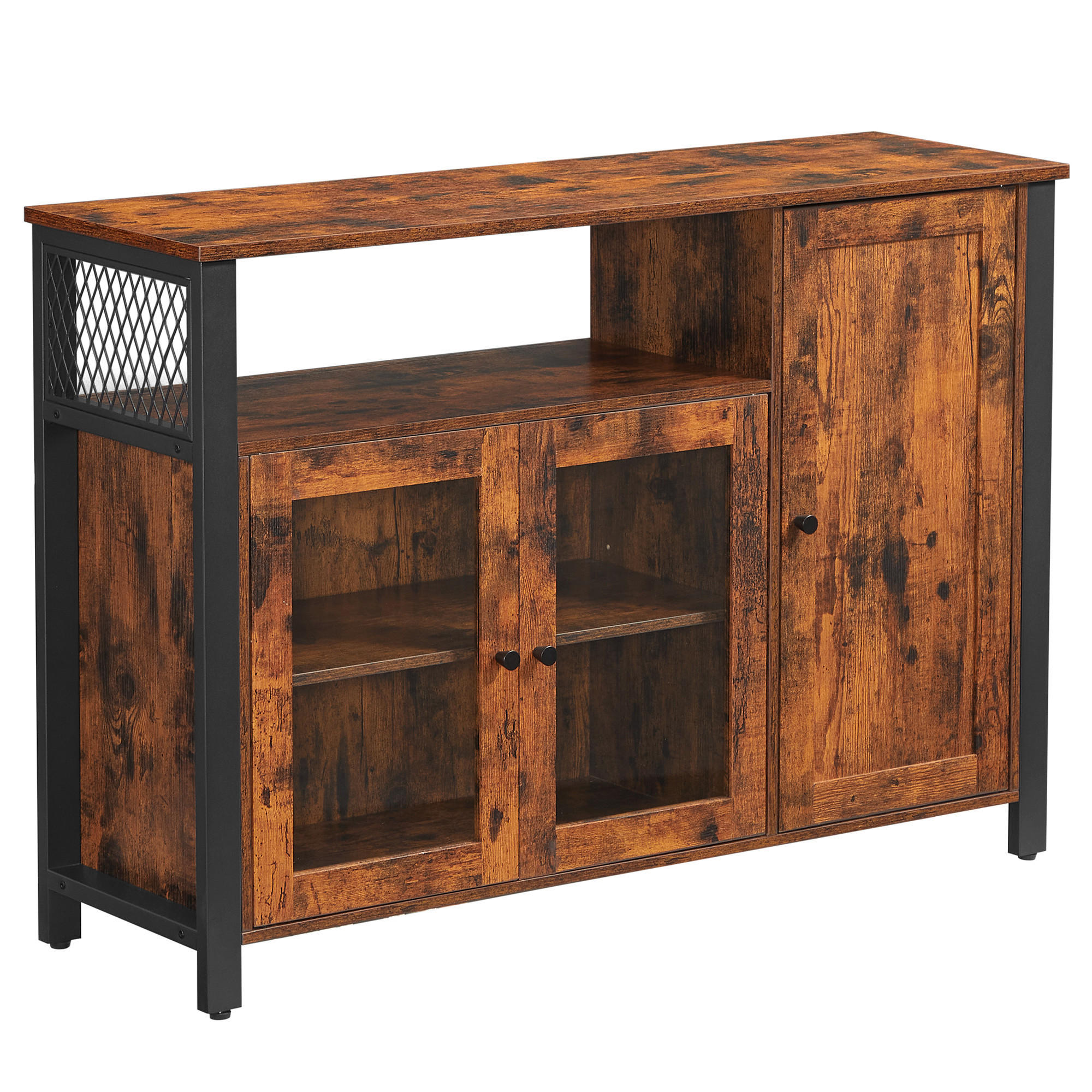 KOMMODE 110/75/33 cm  - Schwarz/Braun, Trend, Glas/Holzwerkstoff (110/75/33cm) - Boxxx