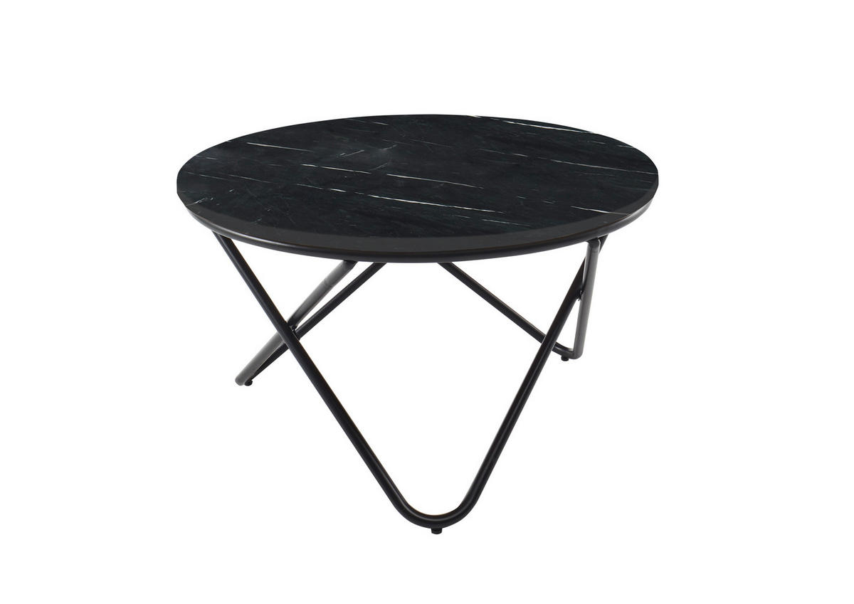 COUCHTISCH in Metall, Stein 80/46/80 cm  - Schwarz, Design, Stein/Metall (80/46/80cm) - MID.YOU