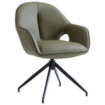 ARMLEHNSTUHL  Sitzfläche 360° drehbar, automatische Rückholfunktion  Echtleder  - Schwarz/Grün, Design, Leder/Metall (62/85/64cm) - Novel