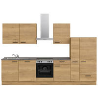 KÜCHENLEERBLOCK 330 cm   in Eichefarben, Schieferfarben  - Schieferfarben/Eichefarben, MODERN, Holzwerkstoff/Metall (330cm) - Nobilia