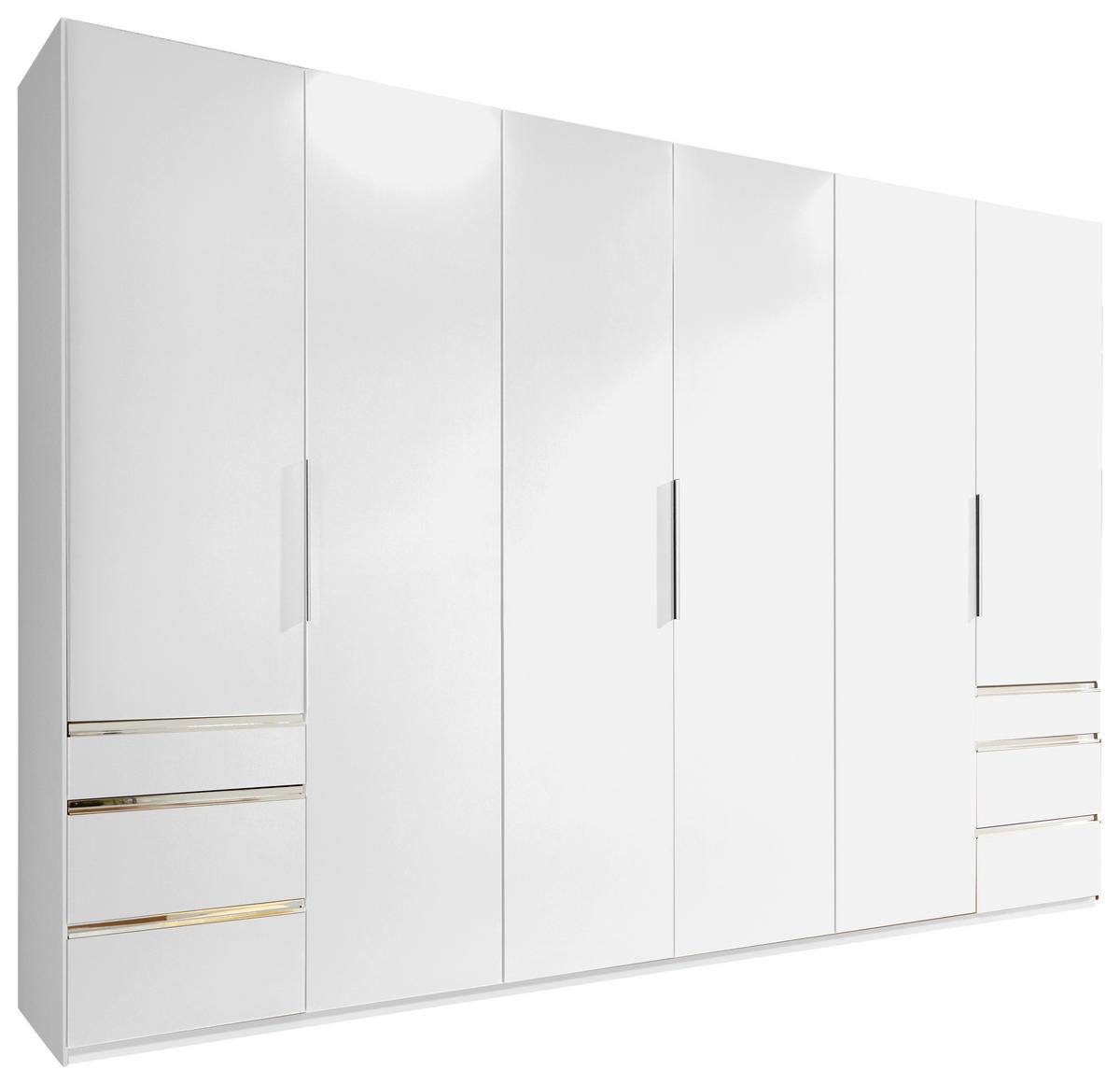 GARDEROB MED GÅNGJÄRN 300/236/58 cm 6-dörrar - vit/kromfärg, Modern, trämaterial (300/236/58cm) - MID.YOU