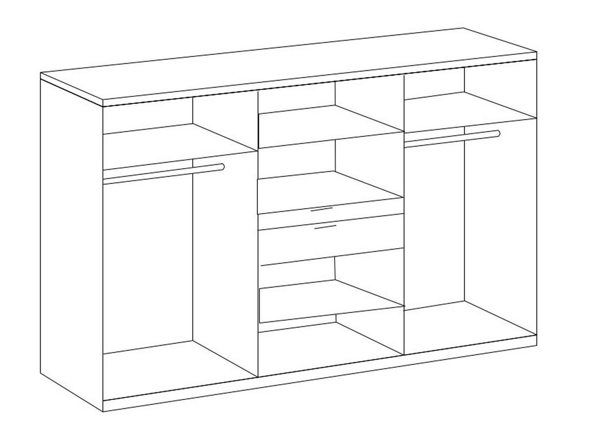 KLEIDERSCHRANK 270/210/58 cm 8-türig Graphitfarben  - Schwarz/Graphitfarben, MODERN, Glas/Holzwerkstoff (270/210/58cm) - Boxxx
