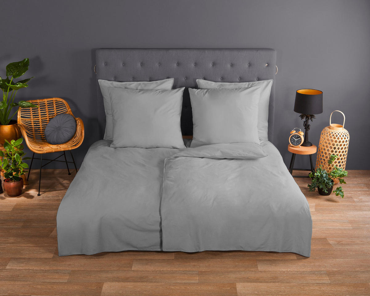 BETTWÄSCHE Uni Light Grey Renforcé 135/200 cm  - Hellgrau, Basics, Textil (135/200cm)