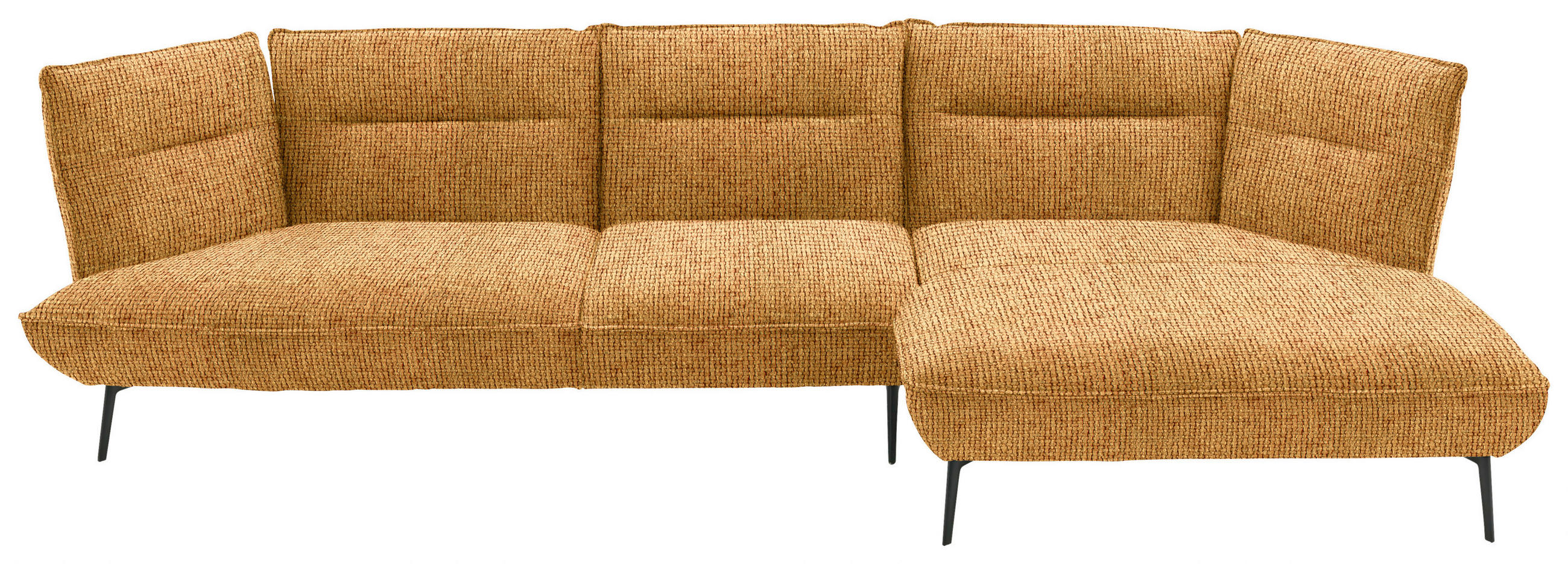 ECKSOFA in Flachgewebe Currygelb  - Currygelb/Schwarz, Design, Textil/Metall (339/153cm) - Moderano