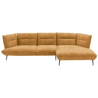 ECKSOFA in Flachgewebe Currygelb  - Currygelb/Schwarz, Design, Textil/Metall (339/153cm) - Moderano