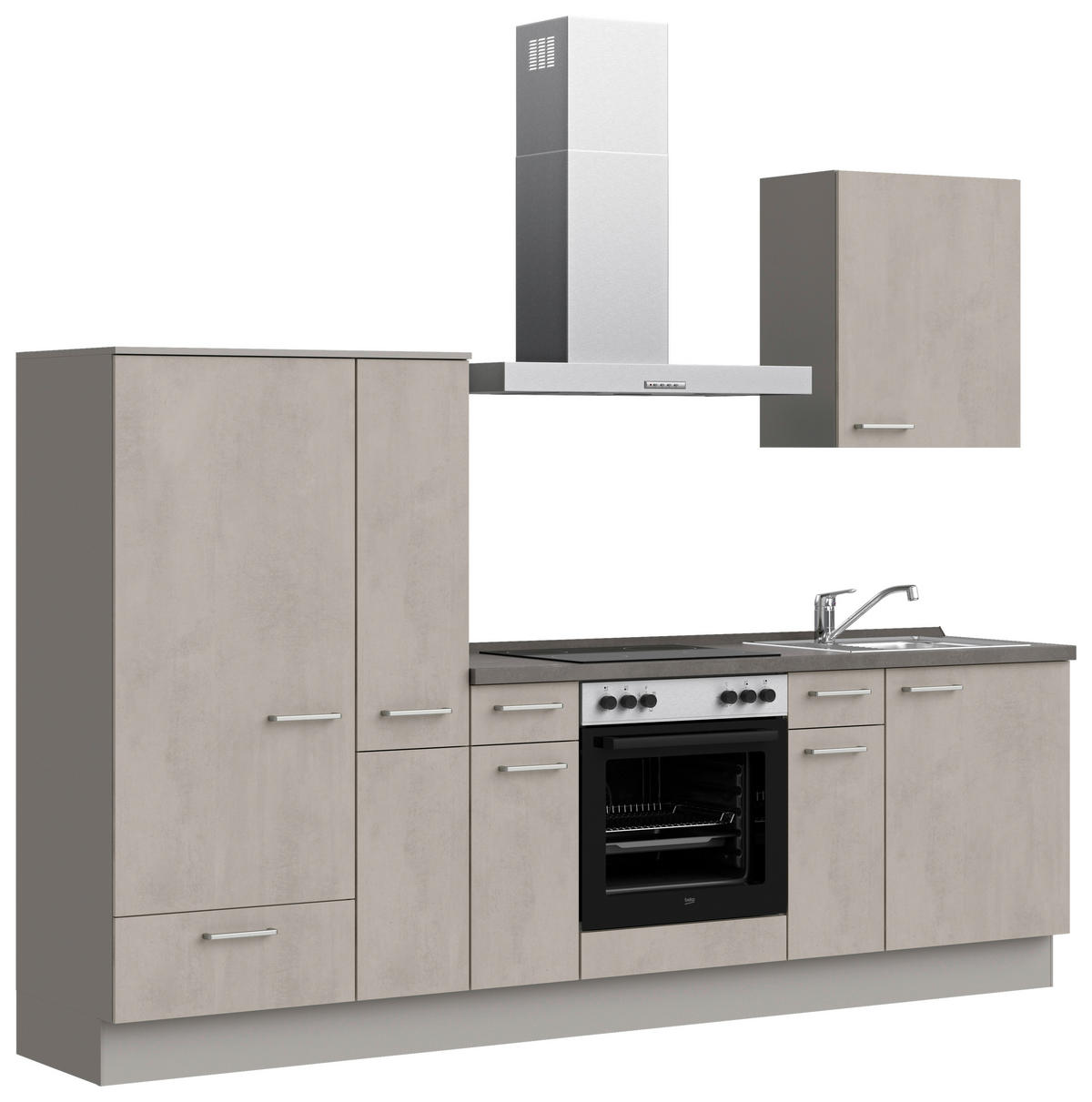 KÜCHENBLOCK Riva 270 cm  in Grau, Schieferfarben  - Schieferfarben/Edelstahlfarben, MODERN, Holzwerkstoff/Metall (270cm) - Nobilia