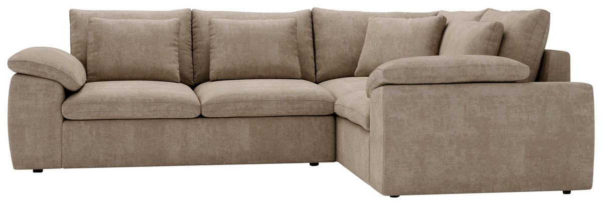 ECKSOFA Chenille Beige  - Beige/Schwarz, Design, Kunststoff/Textil (289/216cm) - Livetastic