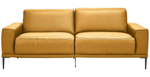 2,5-SITZER  in Echtleder Currygelb   - Currygelb/Schwarz, Design, Leder/Metall (200/102/92cm) - Johann Jakob
